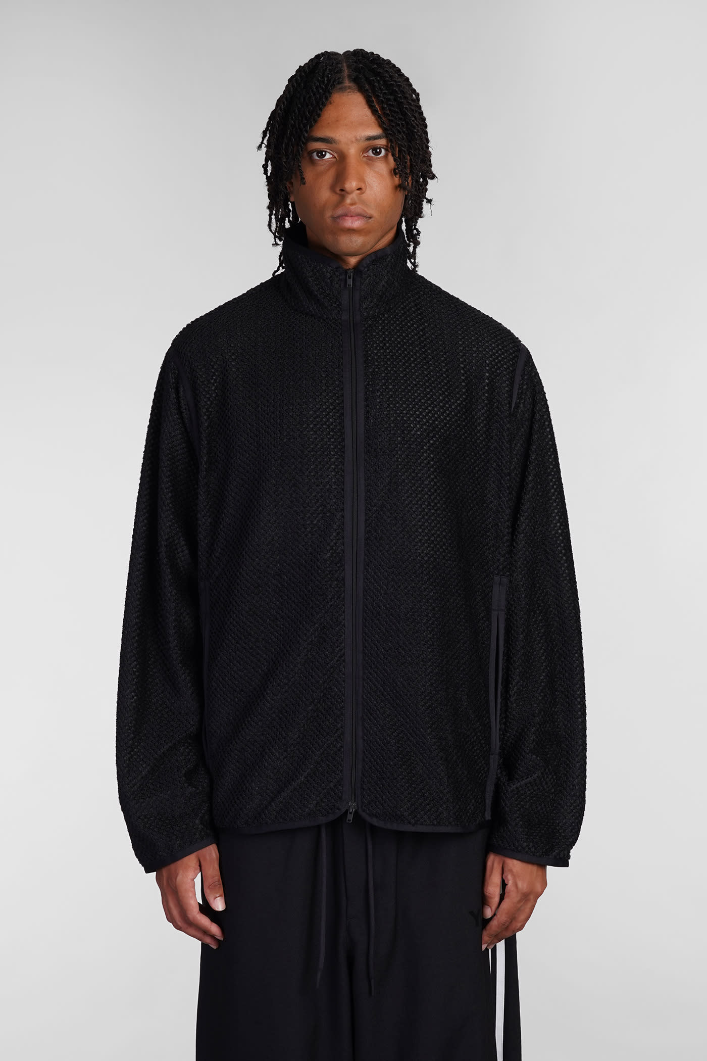 Waffle Zip Jacket Black