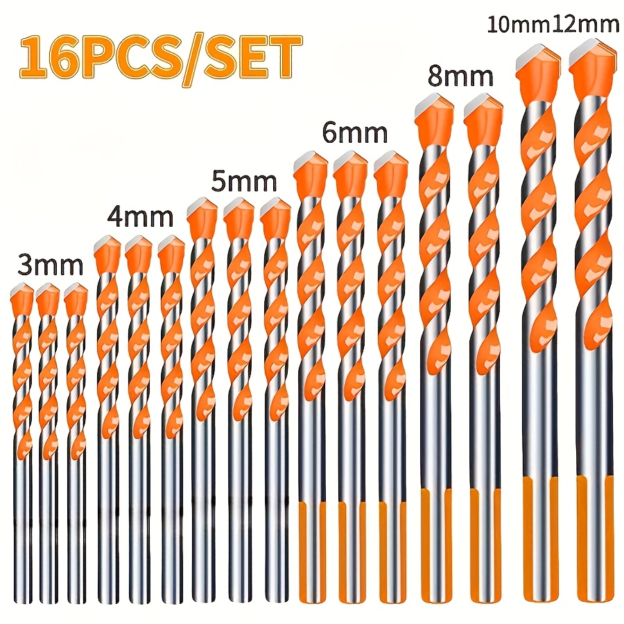 TEMU Set Drill Bits For Materials Including Metal, Steel, Porcelain, Ceramic Tiles, Concrete, Brick, And Wood, Ranging Fro