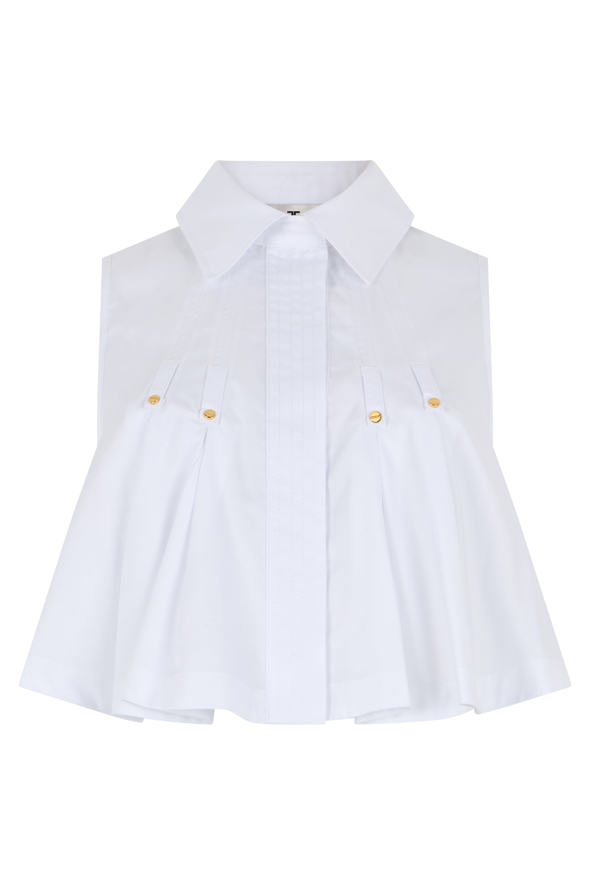 Poplin Cotton Sleeveless Shirt with Flared Hem