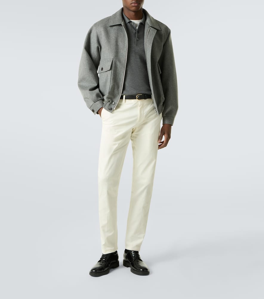Mid-rise cotton slim pants
