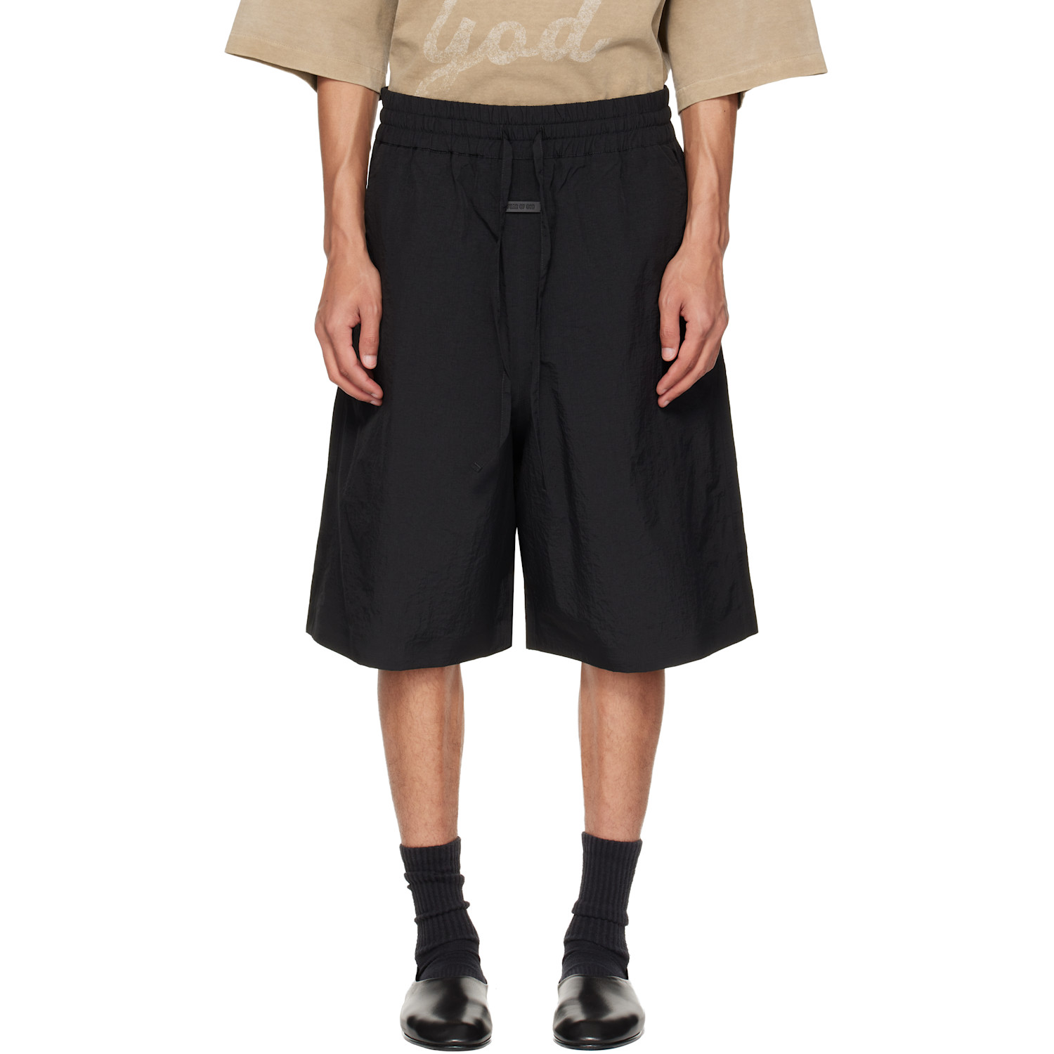 Black Nylon Ripstop Sport Shorts
