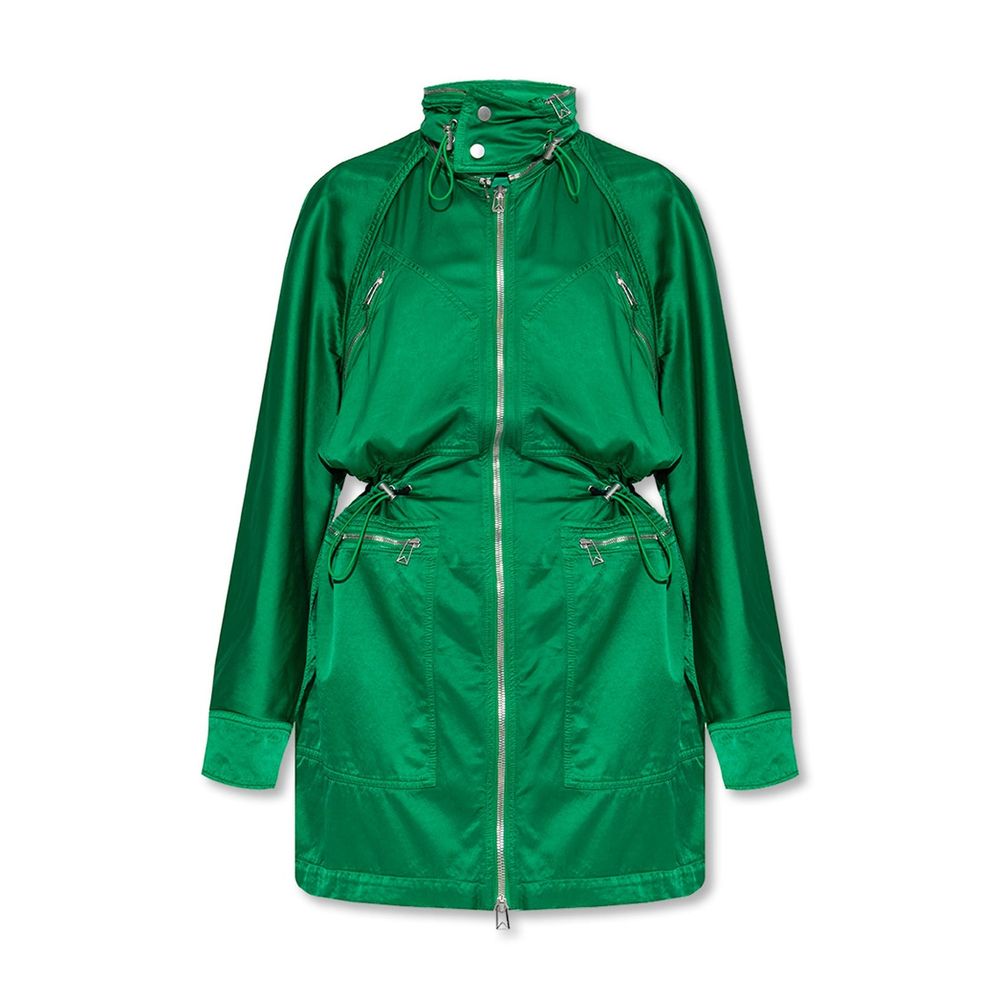 Cotton-Viscose Drawstring Parka — Green