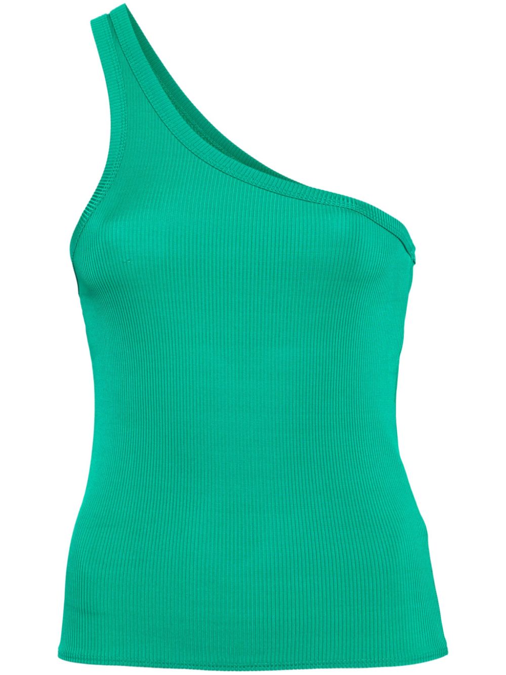 One-shoulder ribbed tank top - Blue