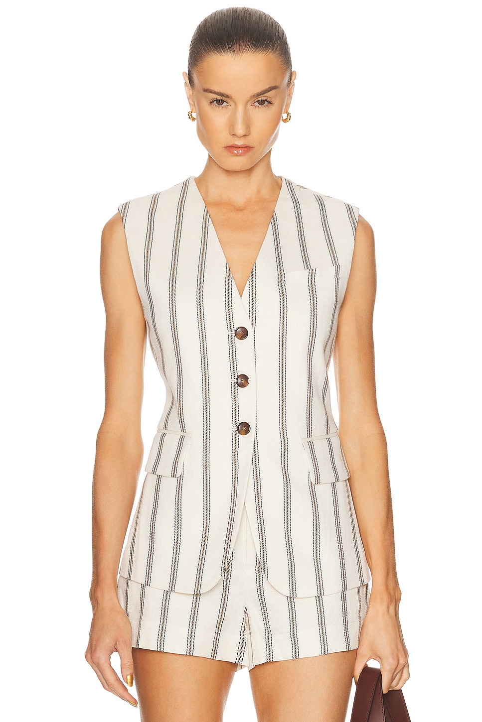 A.L.C. Noa Vest in Cream Stripe - Cream.  8 also in 0, 2