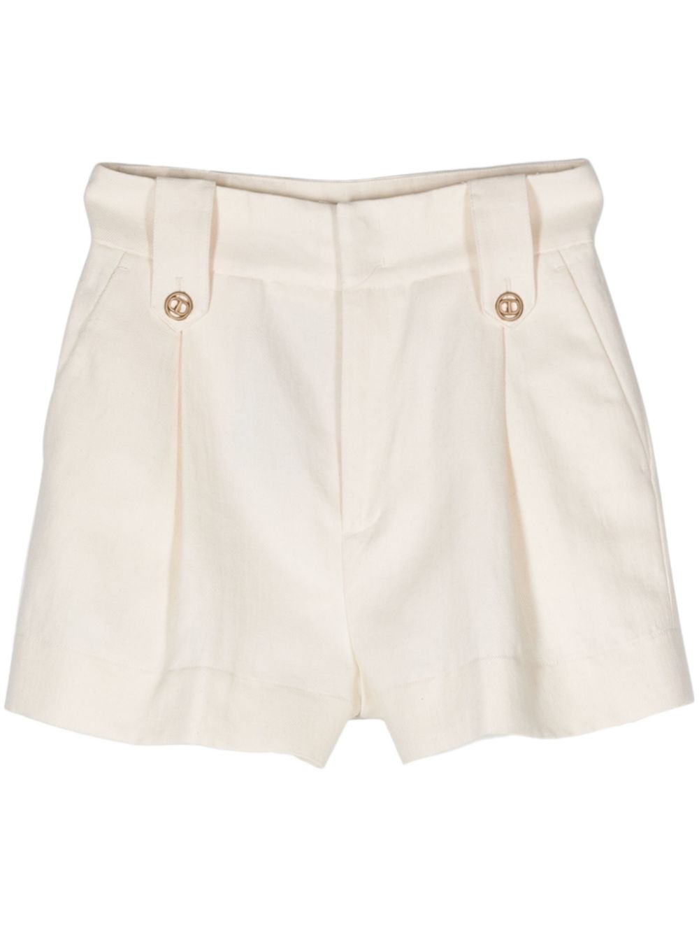 Logo-plaque pleat shorts - Purple