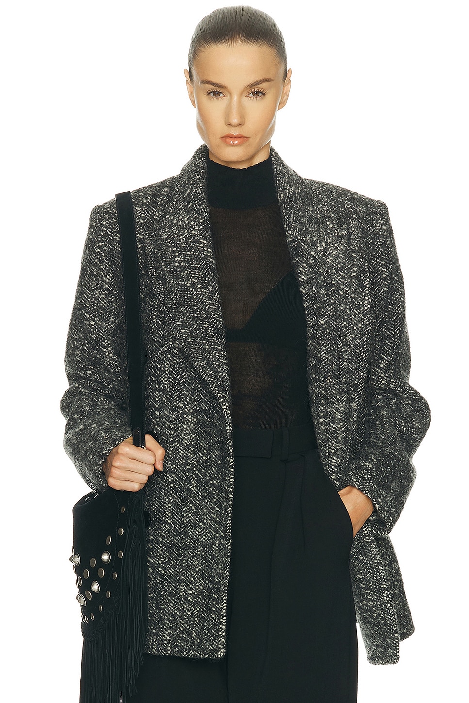 Isabel Marant Ezzia Blazer in Black & Ecru - Black. 40 also