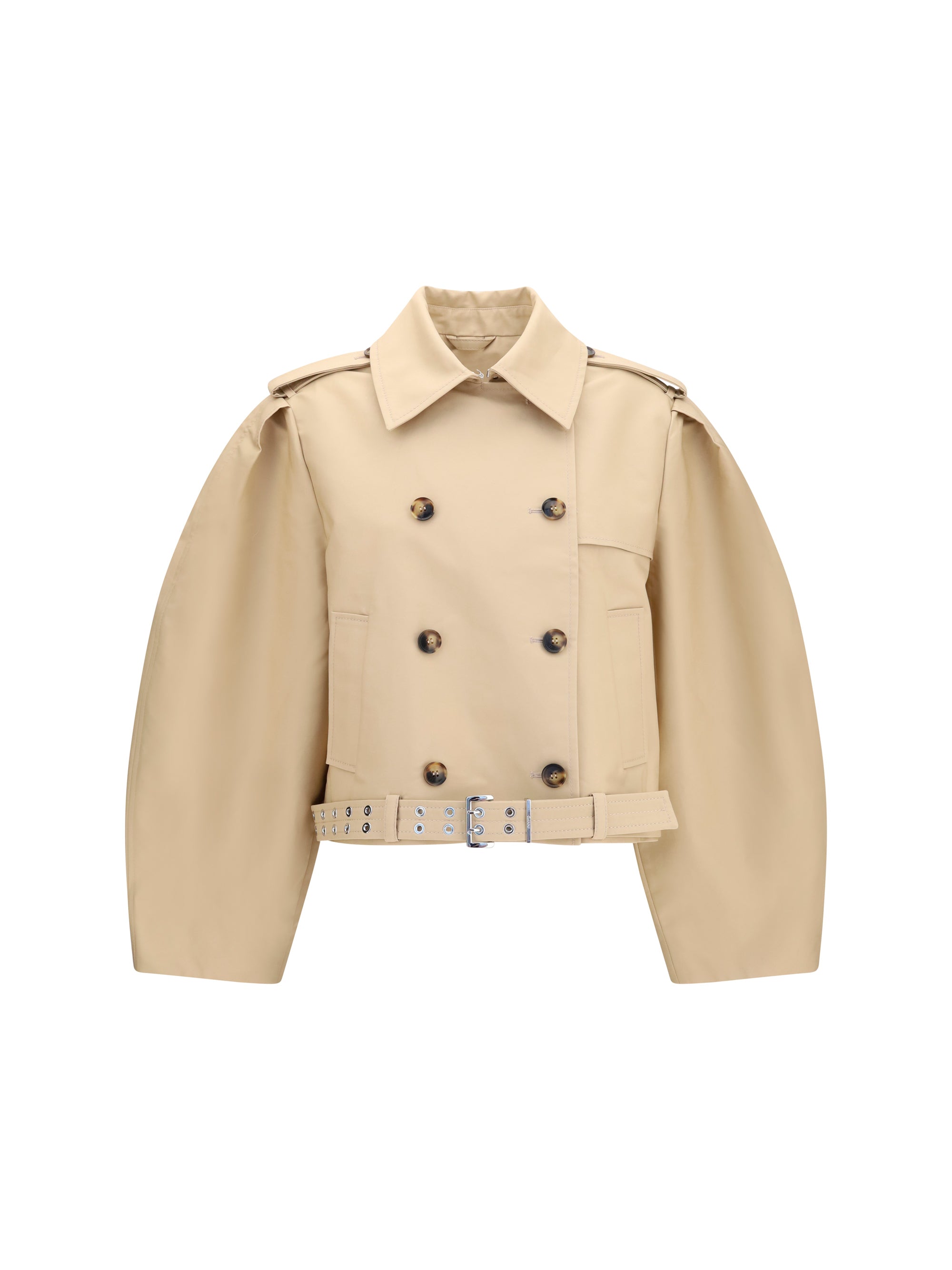 Double-Breasted Belted Jacket — Beige