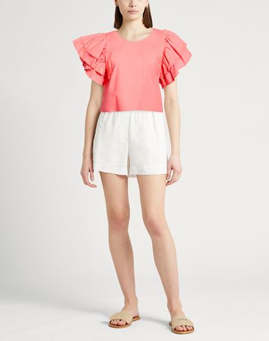 Woman Top Coral Size 4 Cotton, Elastane