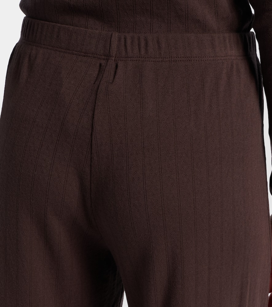 Pointelle cotton wide-leg pants