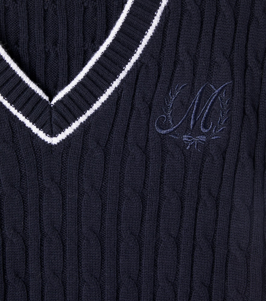 Cable-knit wool and cotton sweater vest