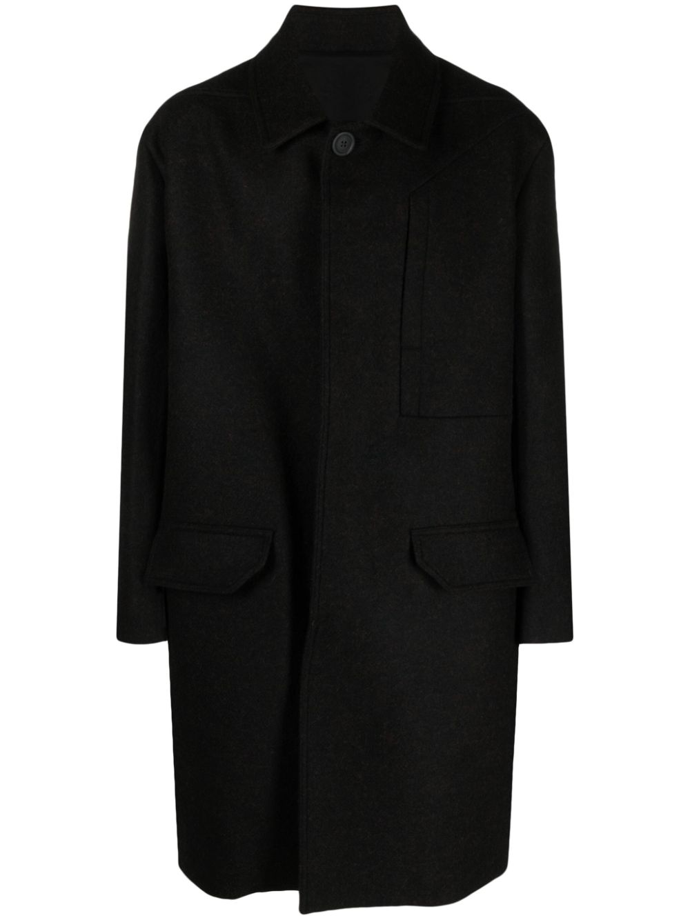 Jumbo virgin wool single-breasted coat - Brown