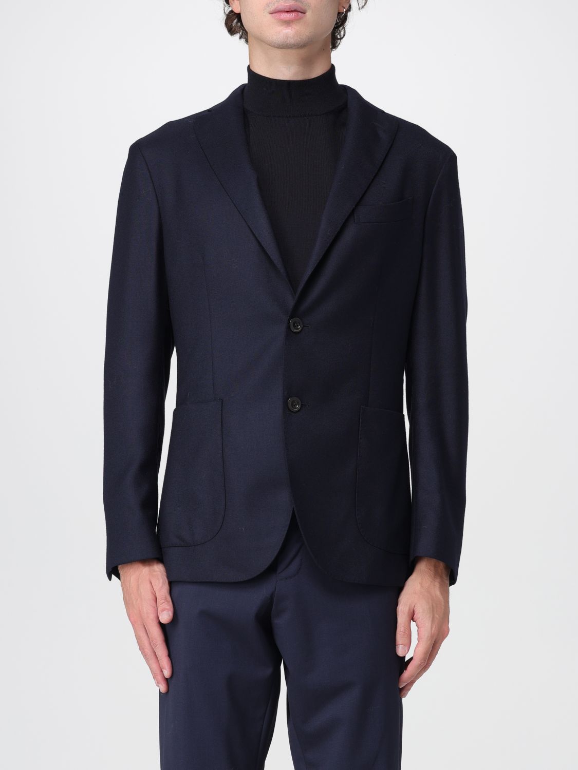 Single-breasted virgin wool blazer - Blue