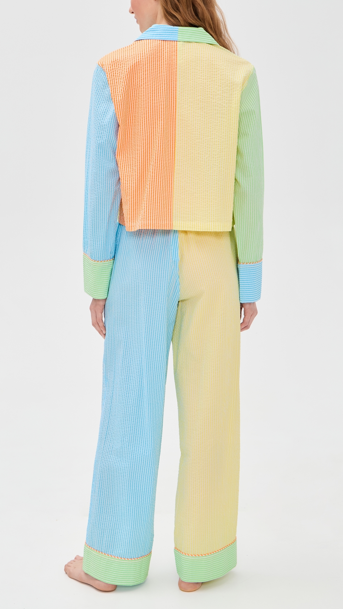 Mixed Seersucker Pajama Set Multicolor