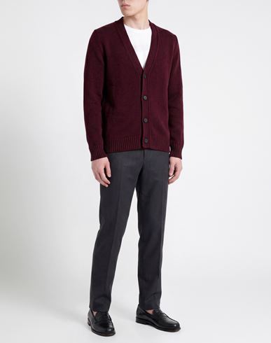 Man Cardigan Burgundy Size 36 Merino Wool