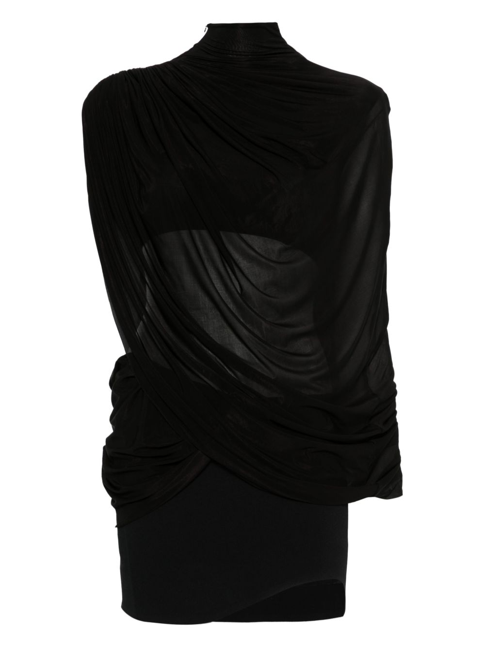 Draped high-neck dress - Black
