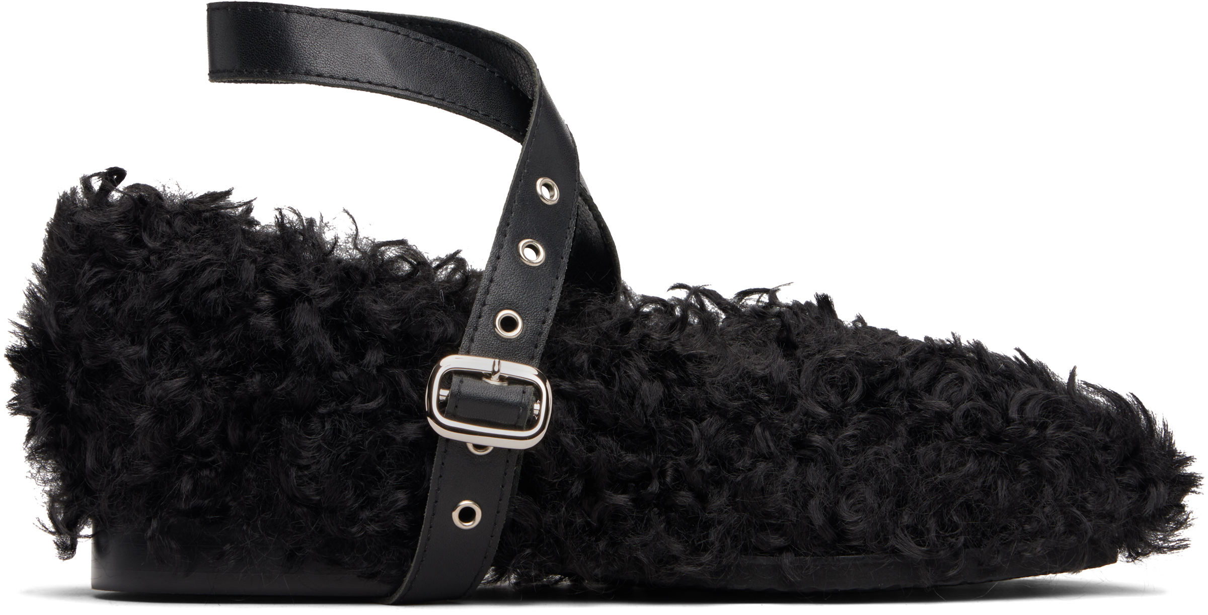 Black Strap Toe Ballerina Flats