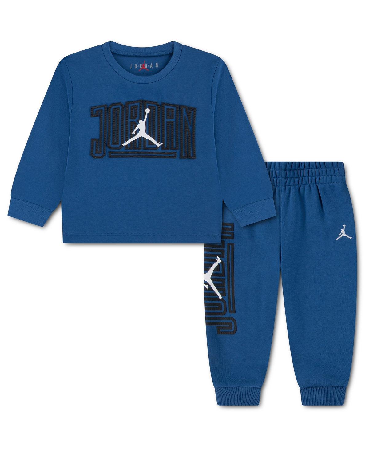 Baby Boys' Logo Long-Sleeve Top and Jogger Pants, 2-Piece Set - Blue