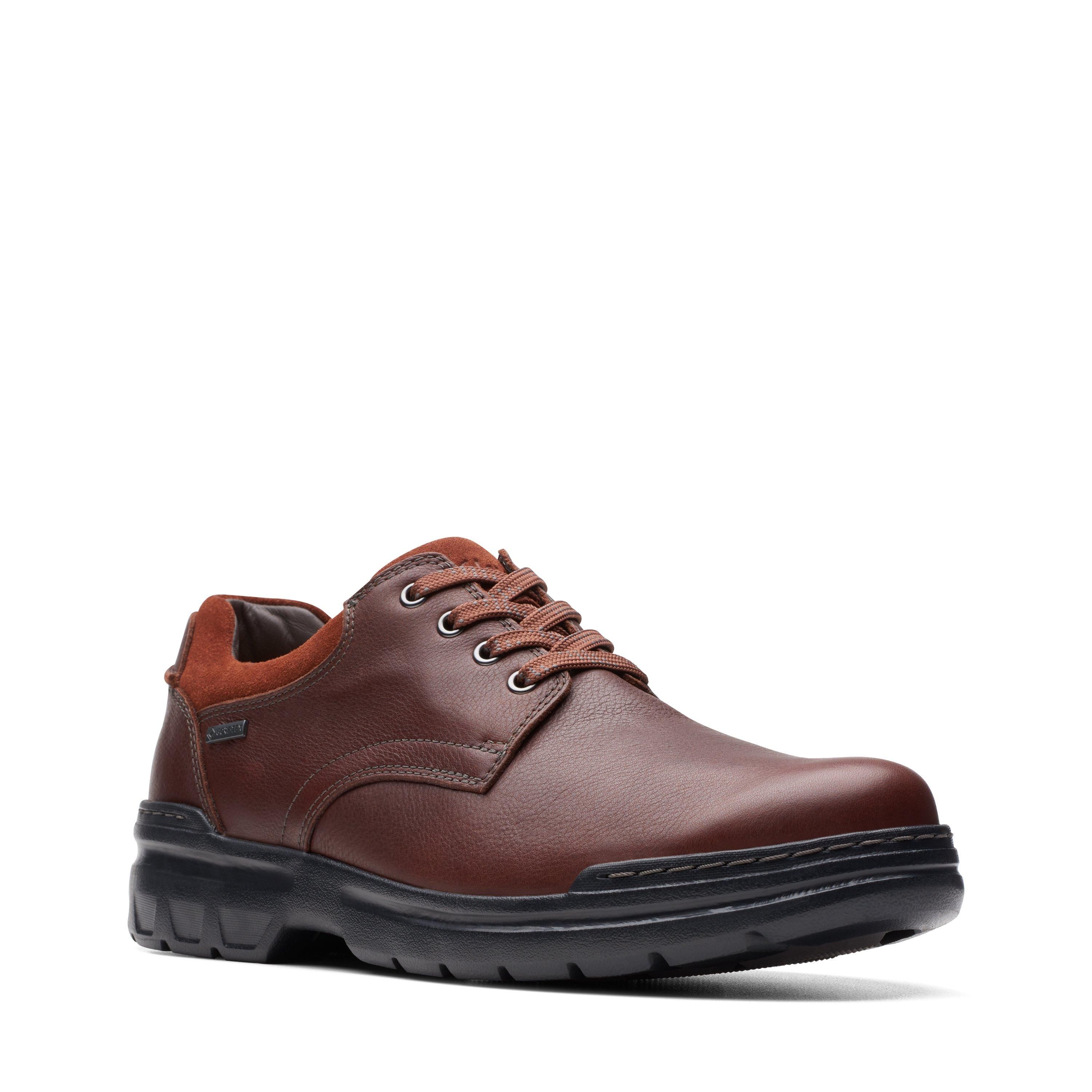 Clarks Rockie Walk Gore-Tex Dark Tan Leather Derby Shoes In Brown