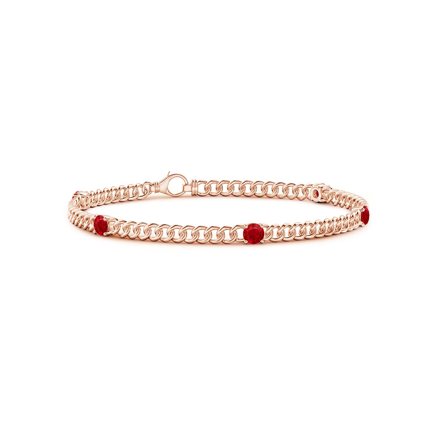 Angara 1.4 Carats Five Stone Ruby Station Bracelet in 14K Rose Gold