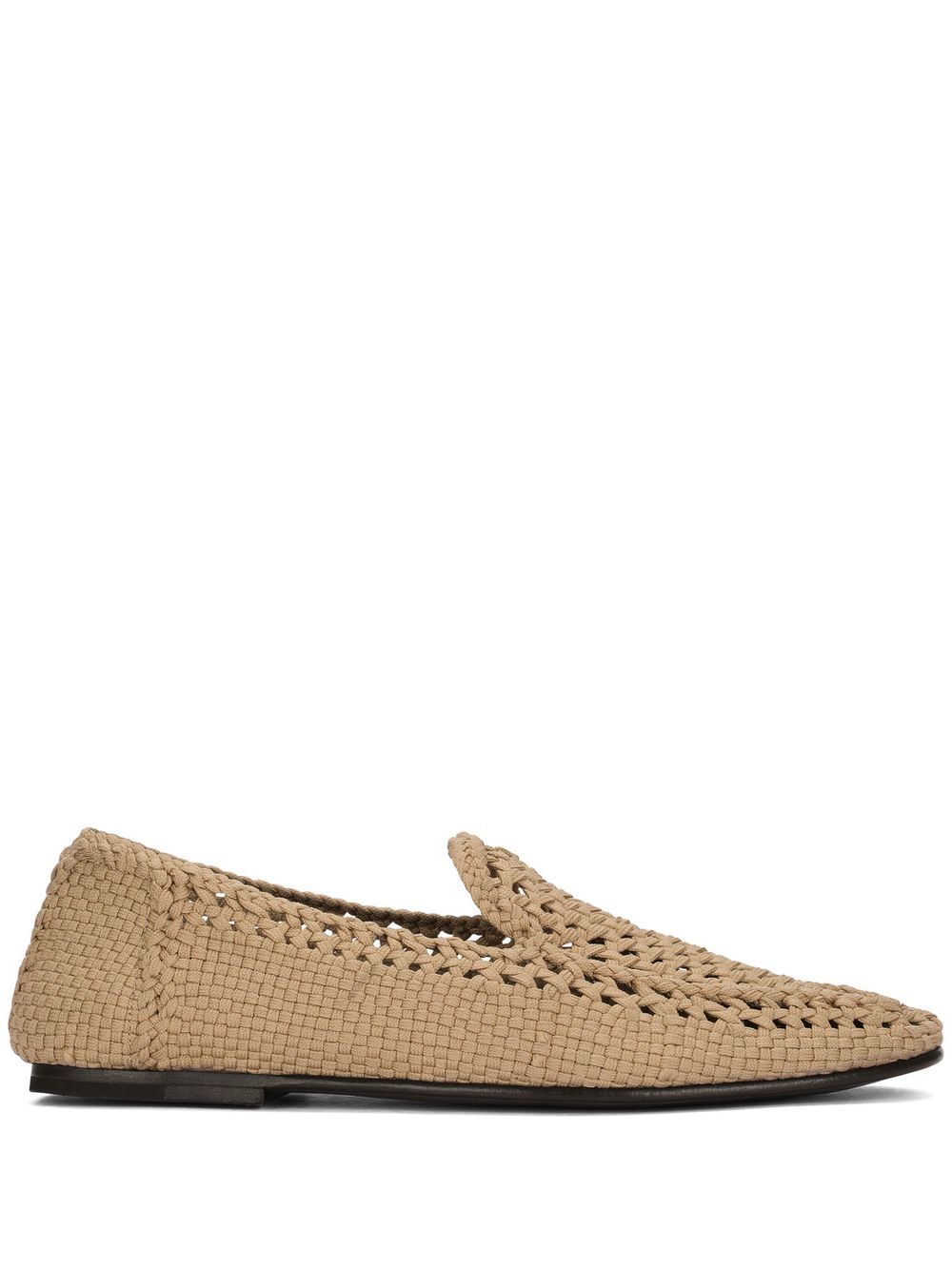 Woven almond-toe loafers - Black
