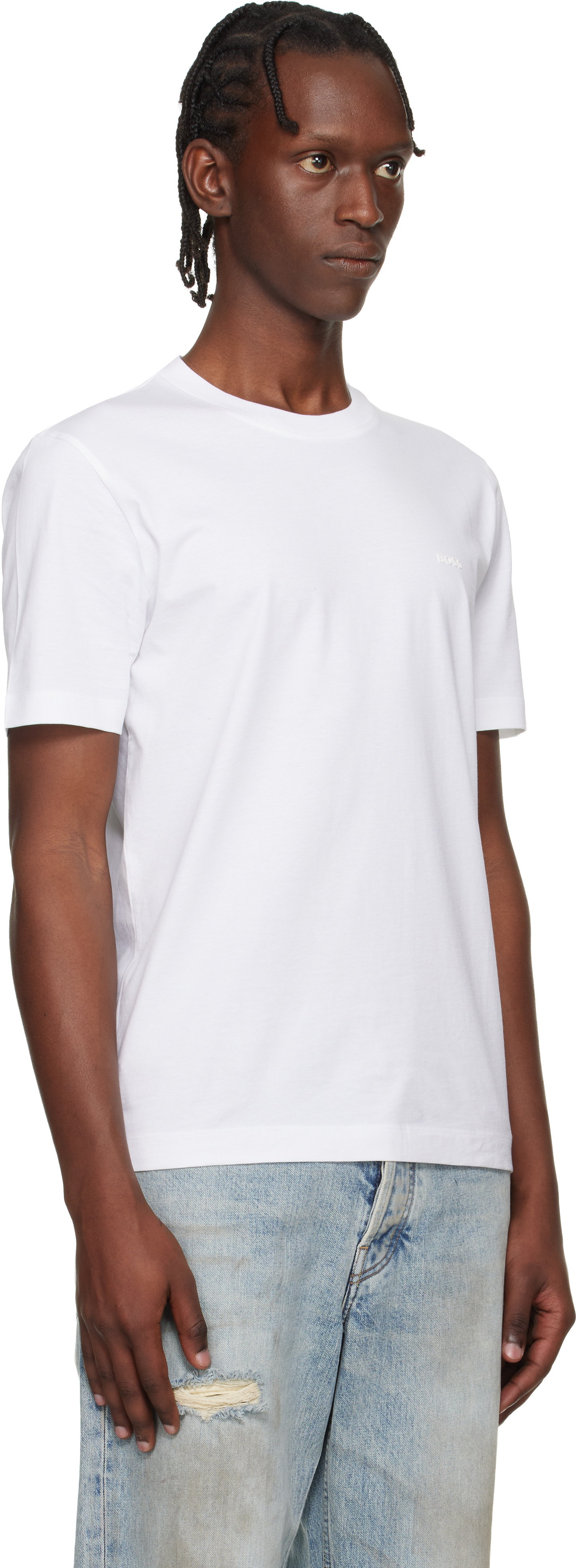 White Logo Detail Cotton-Jersey T-shirt