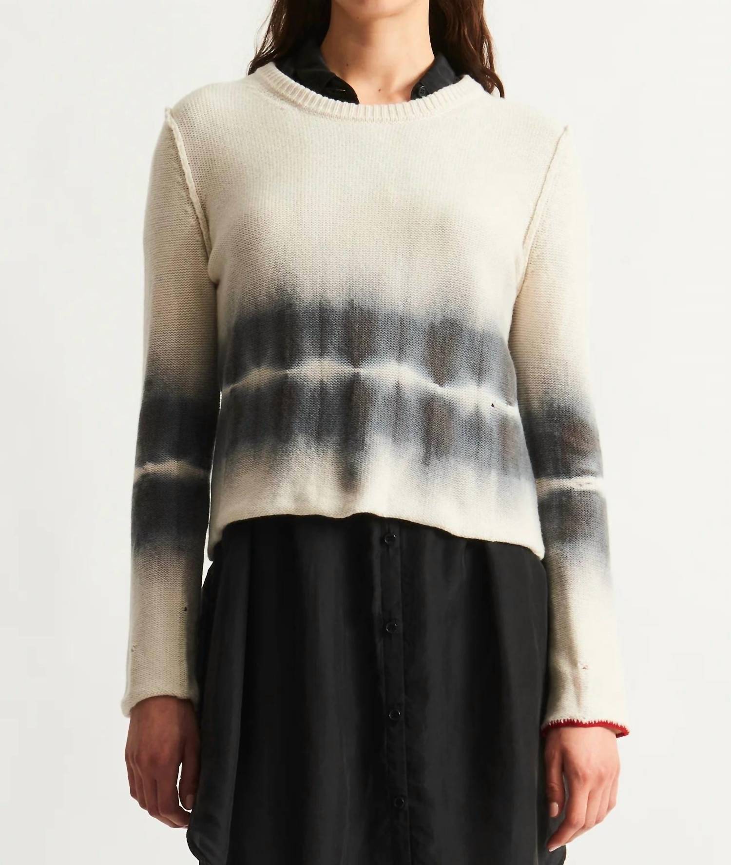 Cashmere Westlake Tie Dye Long Sleeve Top In Cream