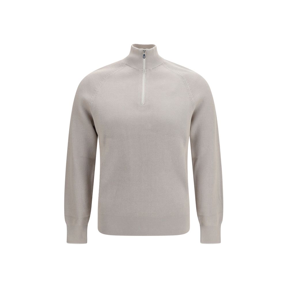 Ribbed Cotton Sweater — Beige