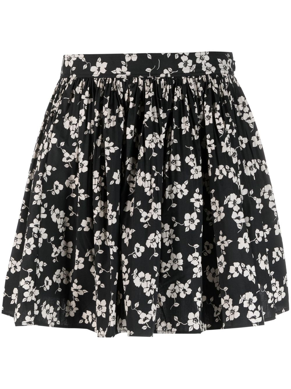 Floral-print A-line miniskirt - Black