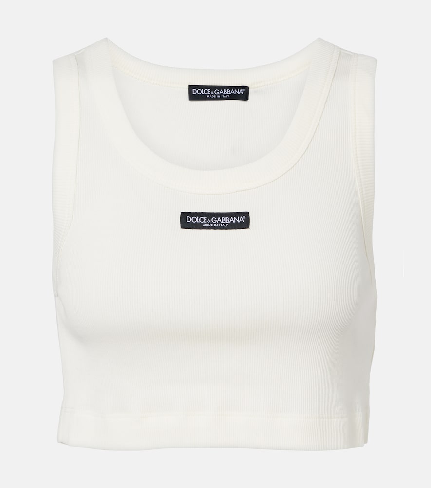 Logo cotton jersey crop top