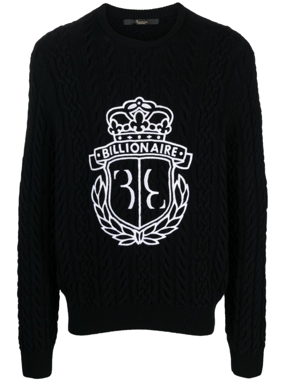 Logo-embroidered knitted jumper - Black