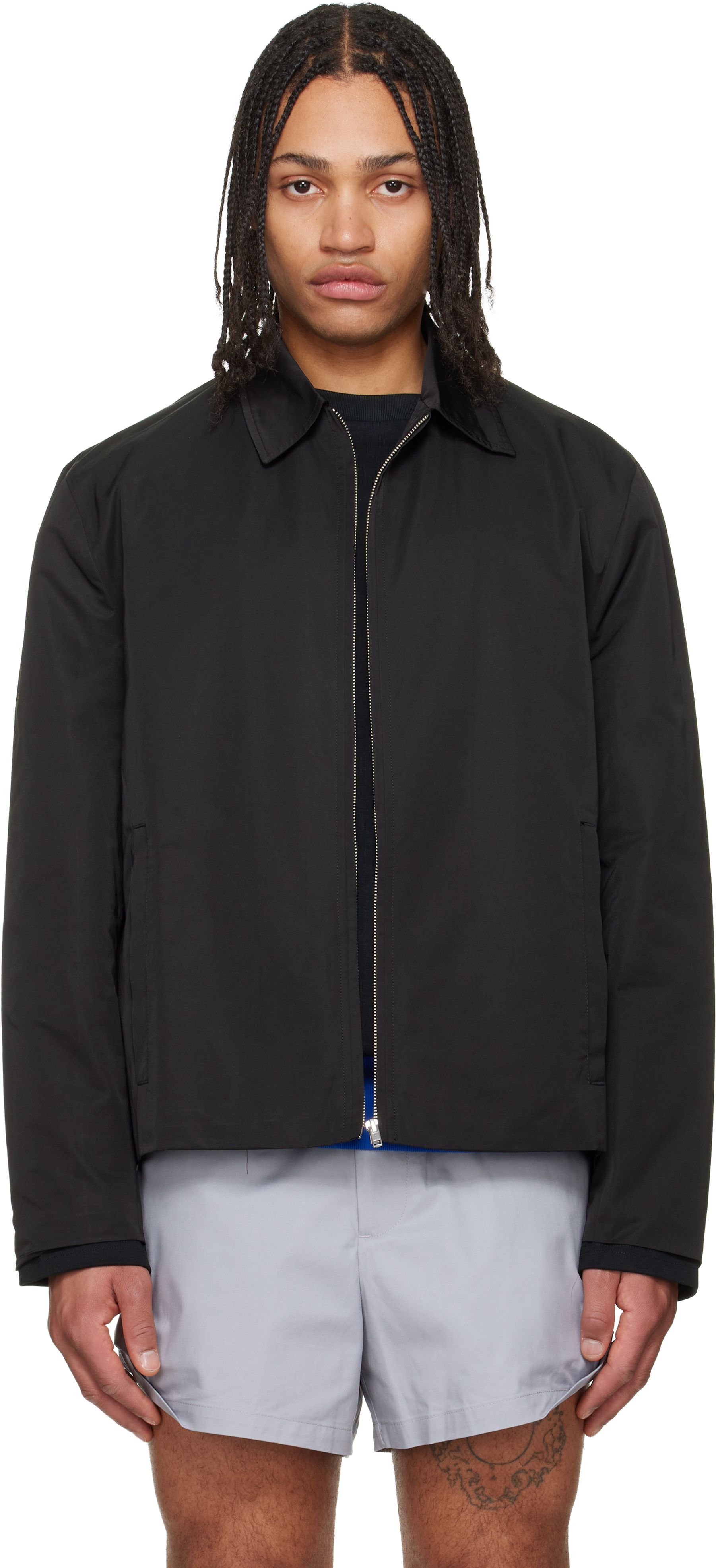 Black Straight Zip-Up Jacket