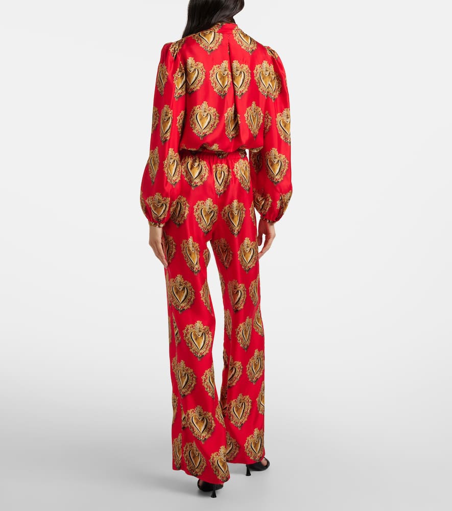 Printed high-rise silk palazzo pants