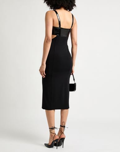 Woman Midi dress Black Size 2 Acetate, Polyamide, Elastane, Polyurethane coated