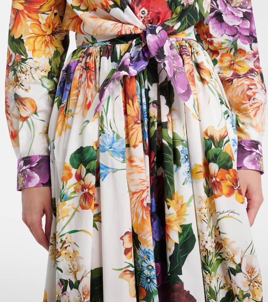 Cropped floral cotton shirt