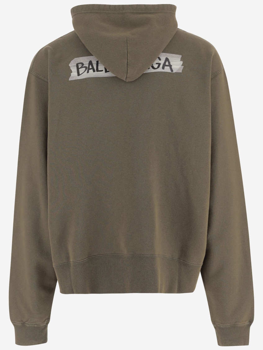Khaki Masking Tape Zip-up Hoodie