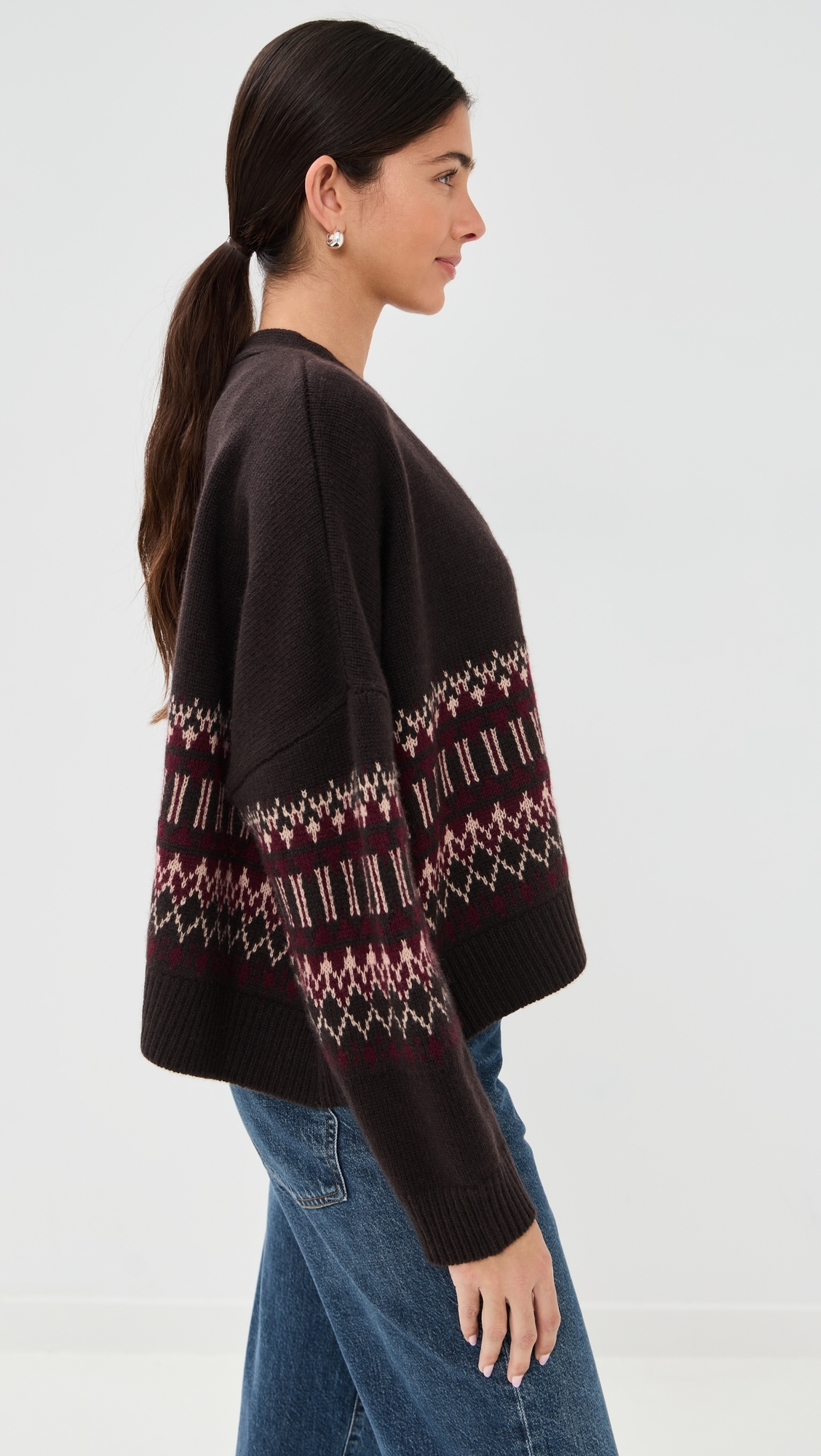 Elliot Boxy Cropped Fair Isle Cashmere Cardigan Oaktree
