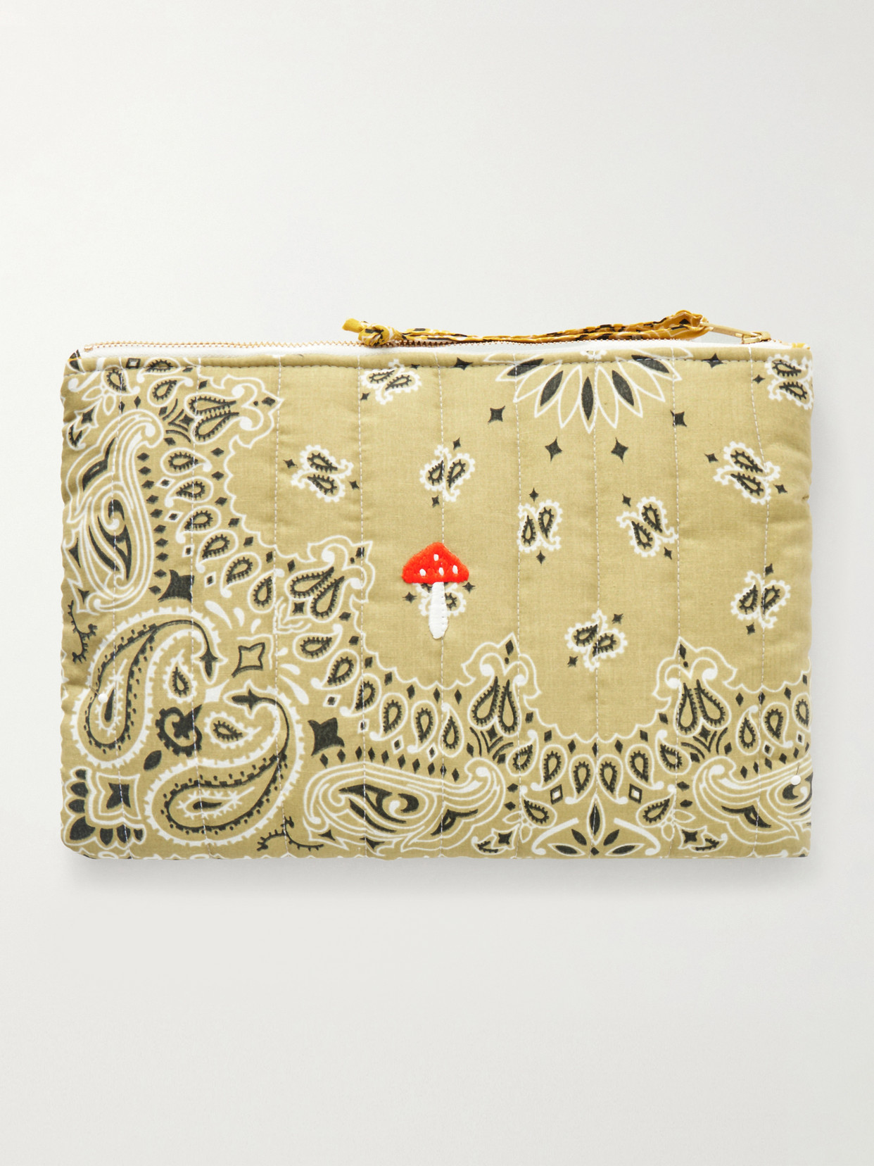 Bandana-print Quilted Cotton Pouch - Neutrals