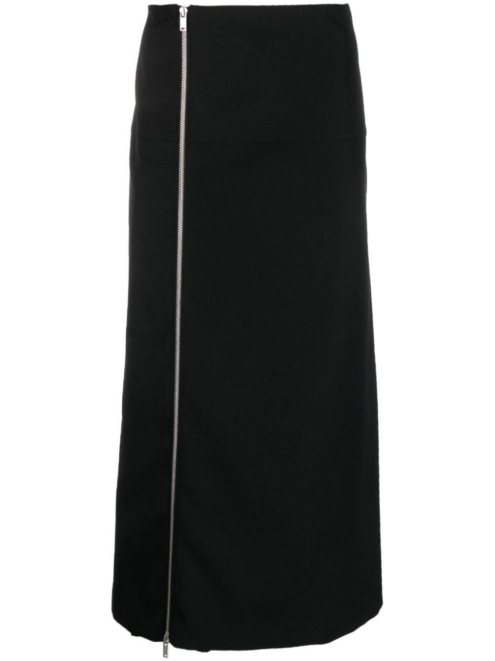 Off-centre wool maxi skirt - Black