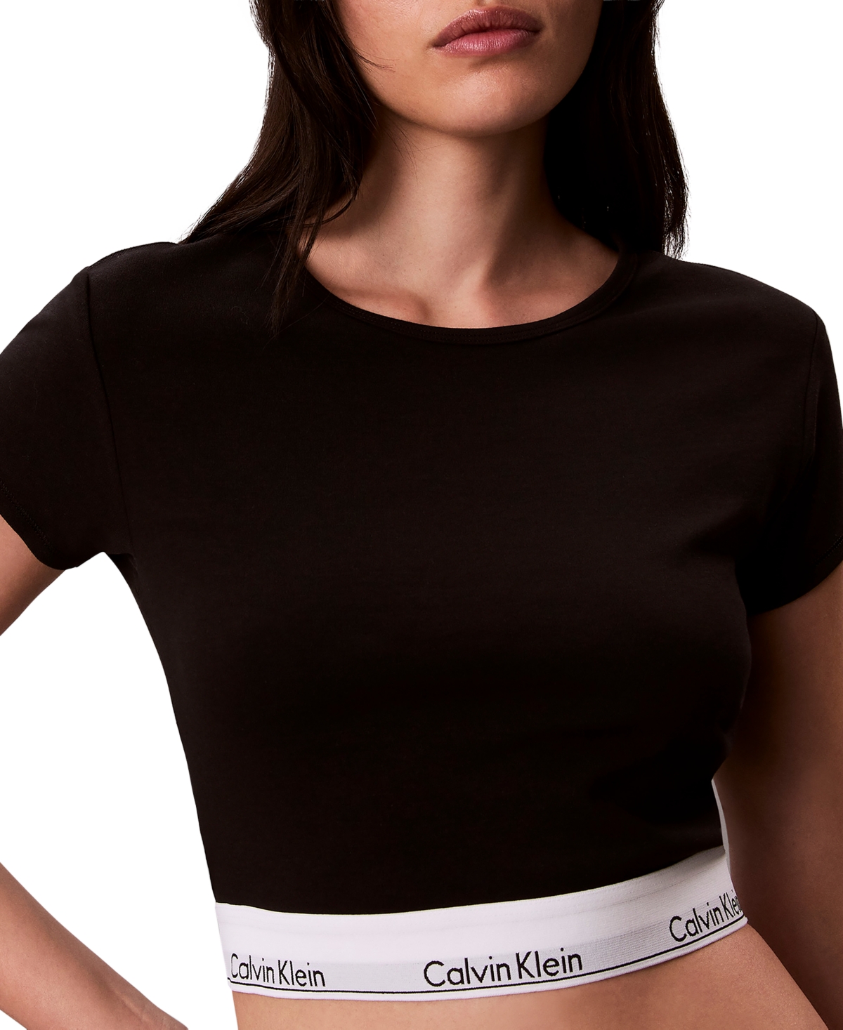 Women's Modern Short-Sleeve Cropped T-Shirt - Black