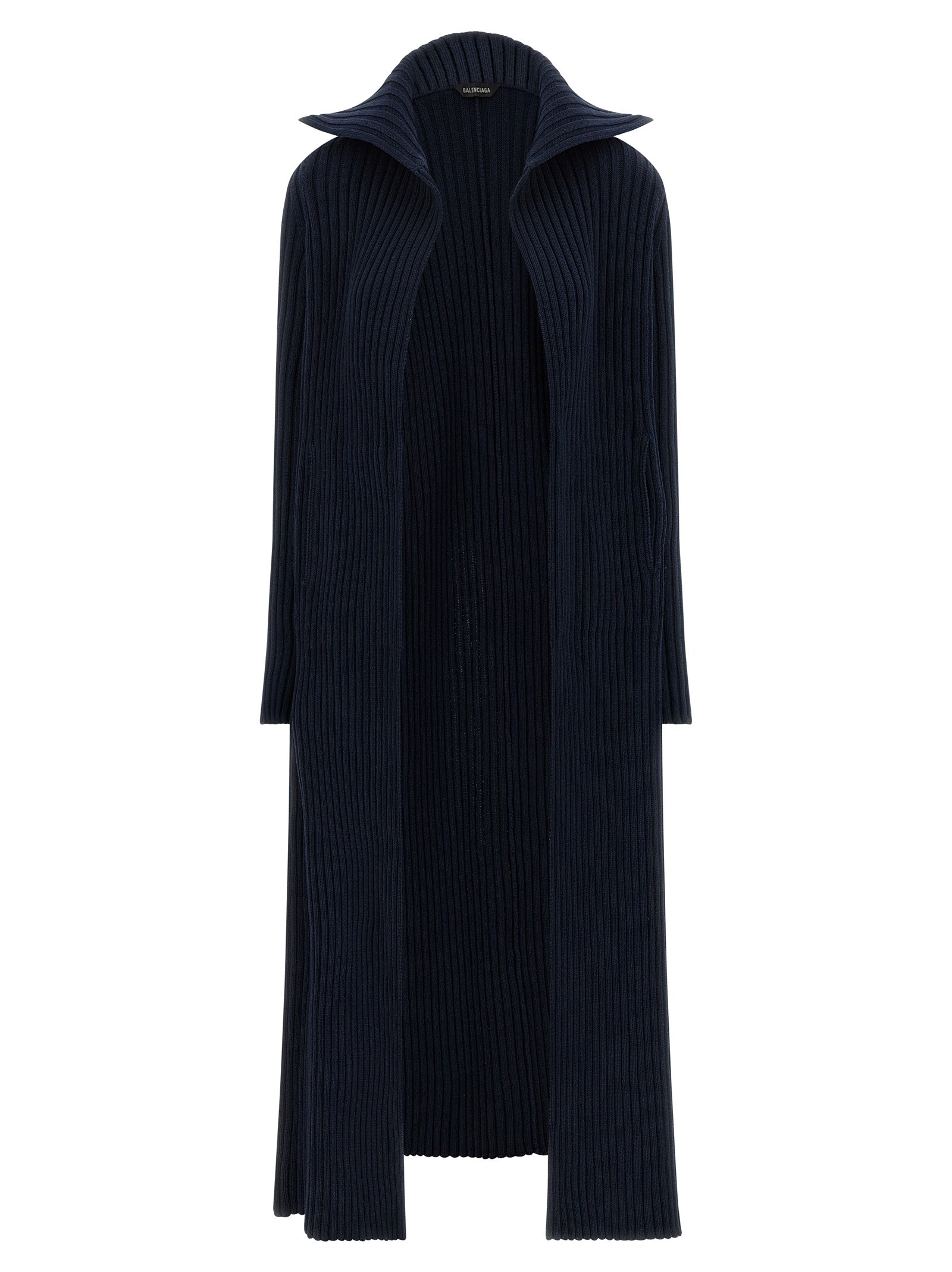 Ribbed Cotton-Blend Coat — Blue