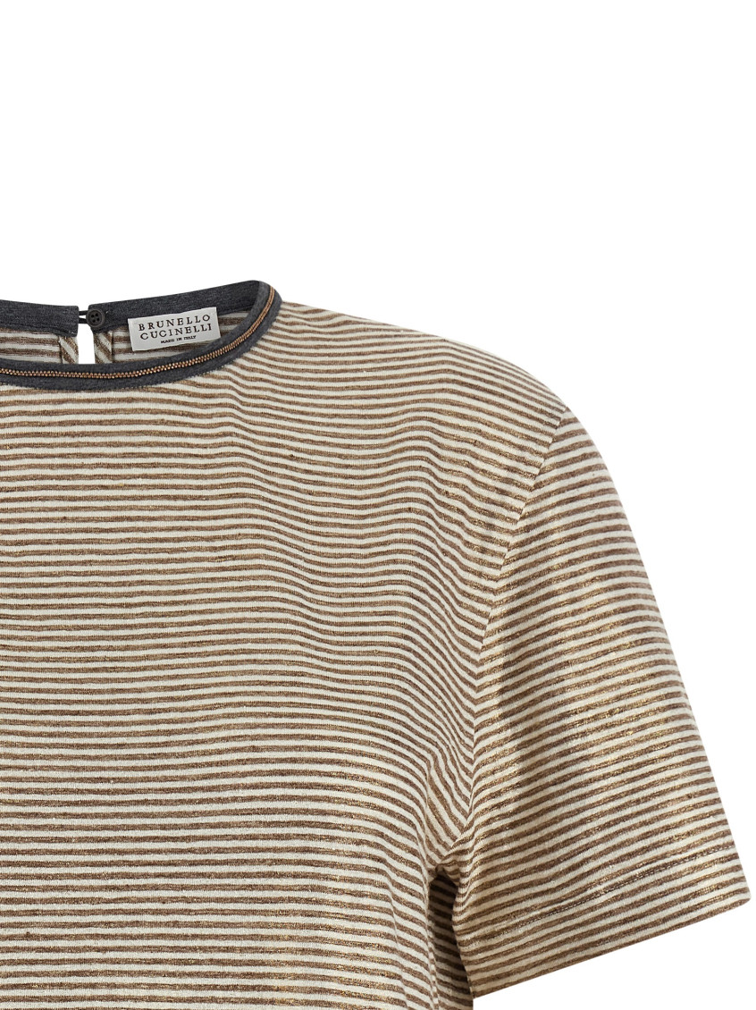 Shiny Collar Detail T-Shirt Multicolor