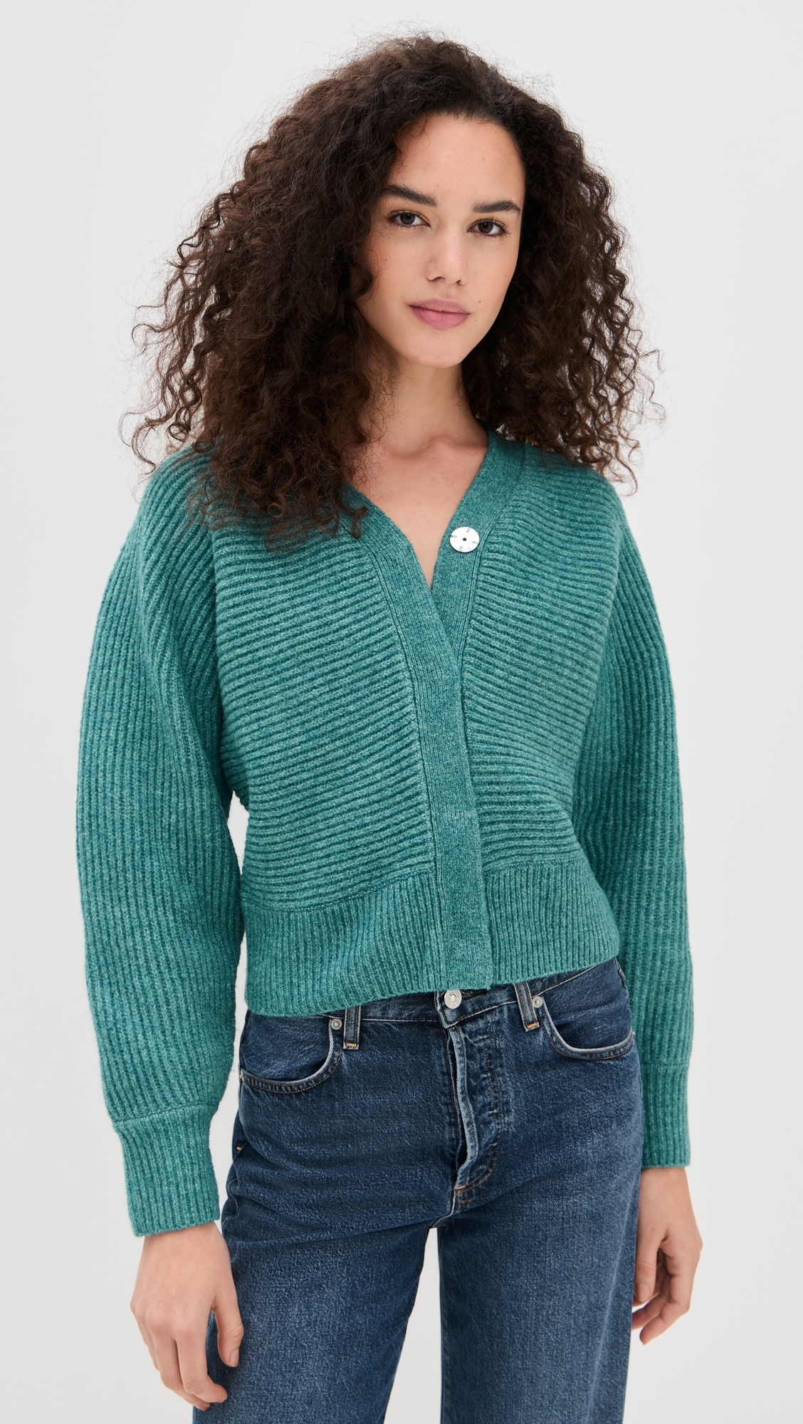 Mira Stitched Cardigan Teal