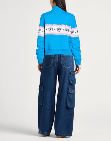 Woman Sweatshirt Azure Size XS Cotton, Elastane