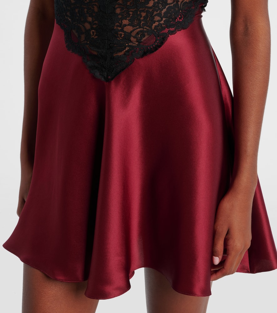 Lace-trimmed silk cocktail dress
