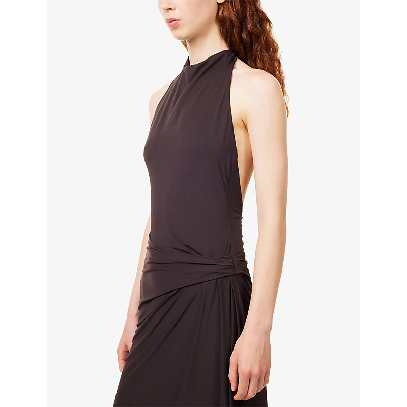 Womens Court Halterneck Stretch-Jersey Maxi Dress