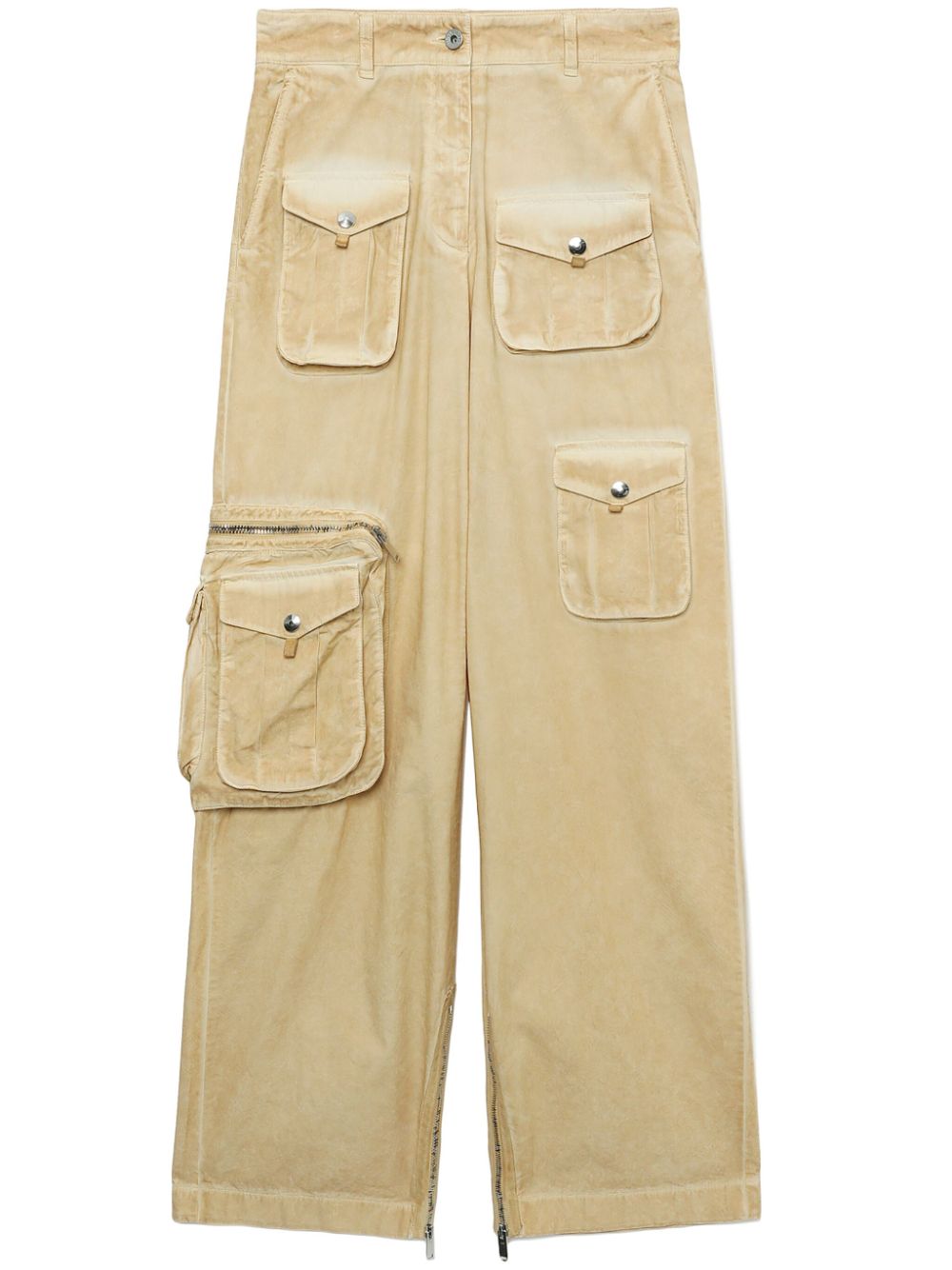 Faded cotton cargo trousers - Neutrals