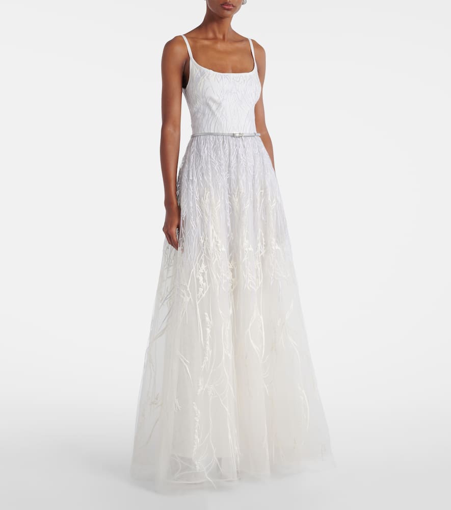 Bridal embroidered tulle gown