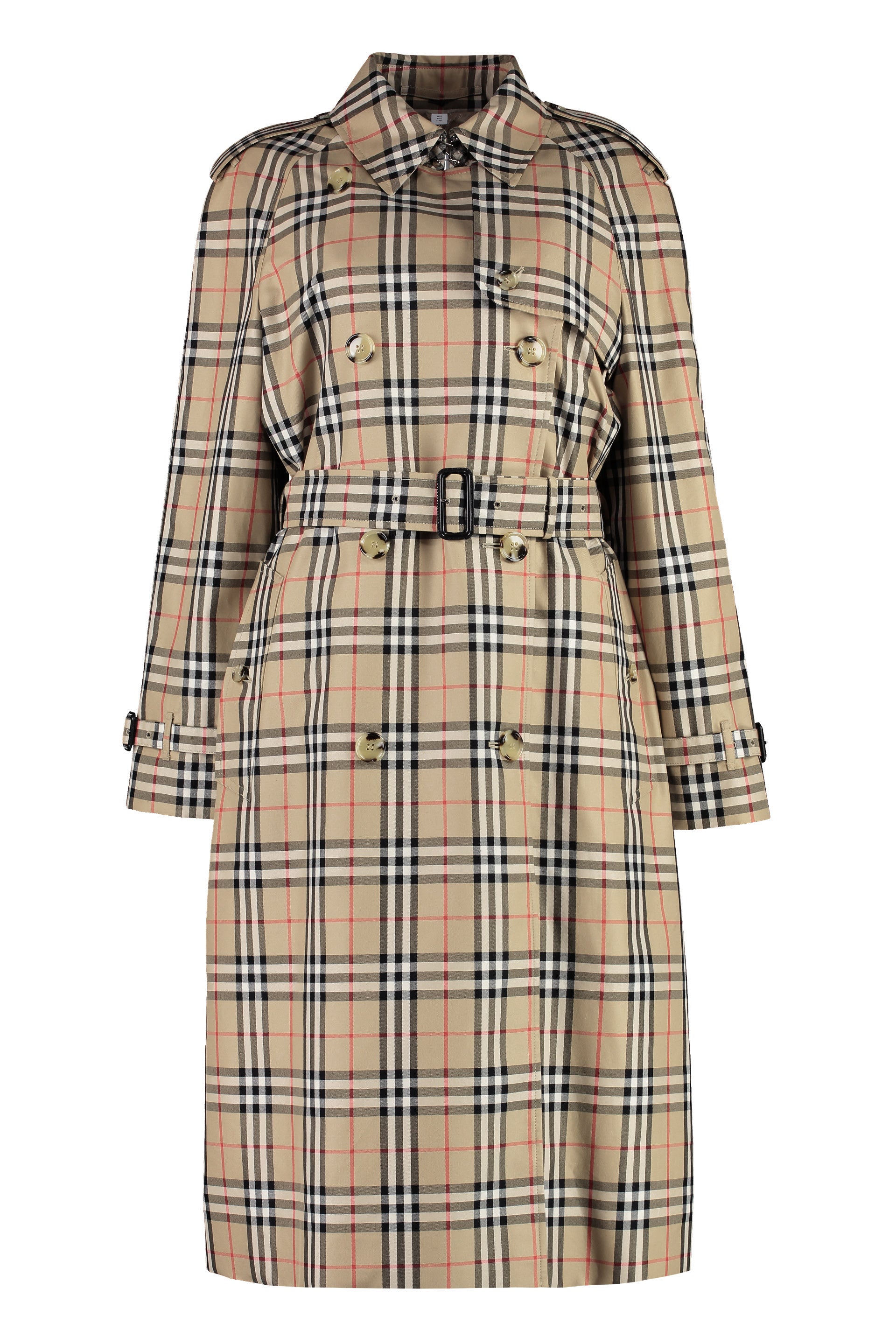 Check Cotton Trench Coat — Beige
