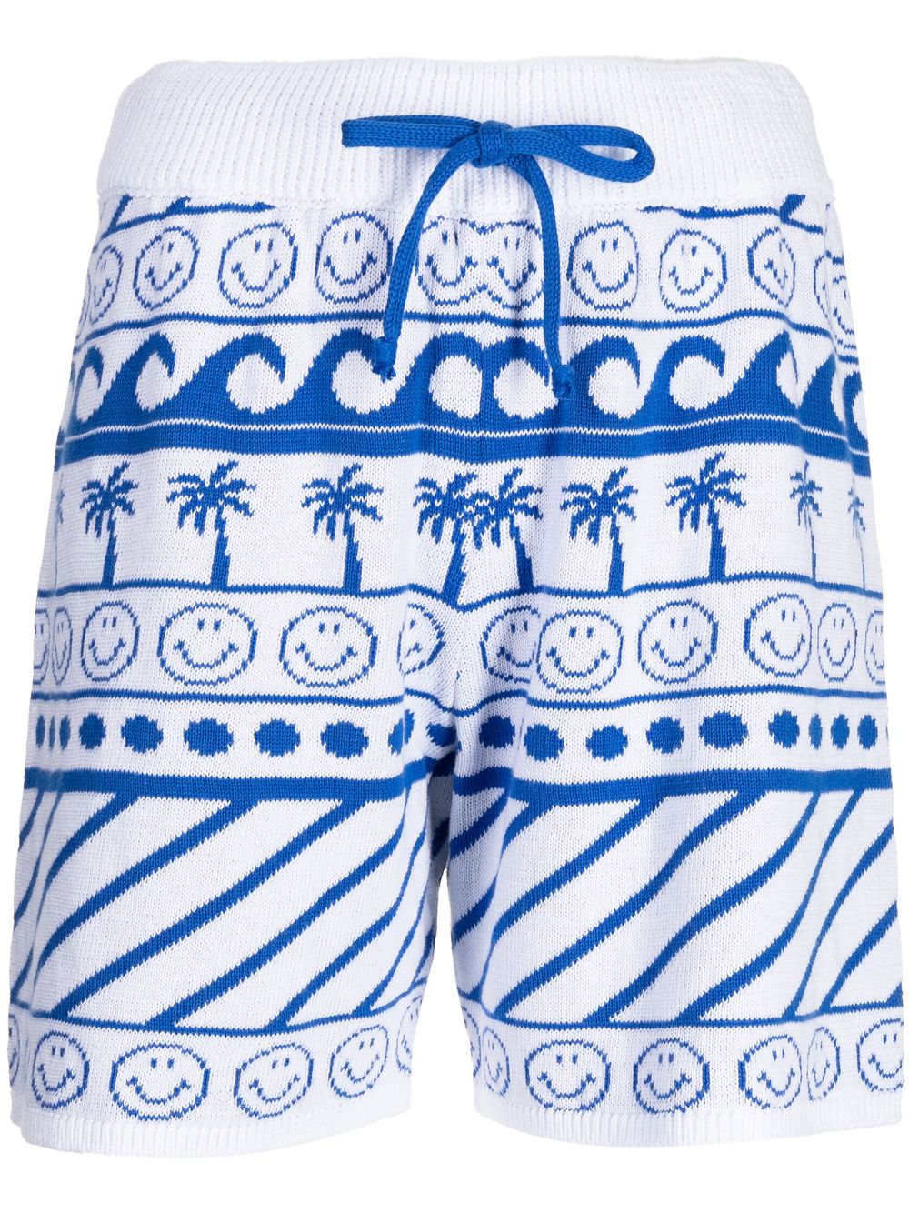 Wave-print drawstring shorts - White