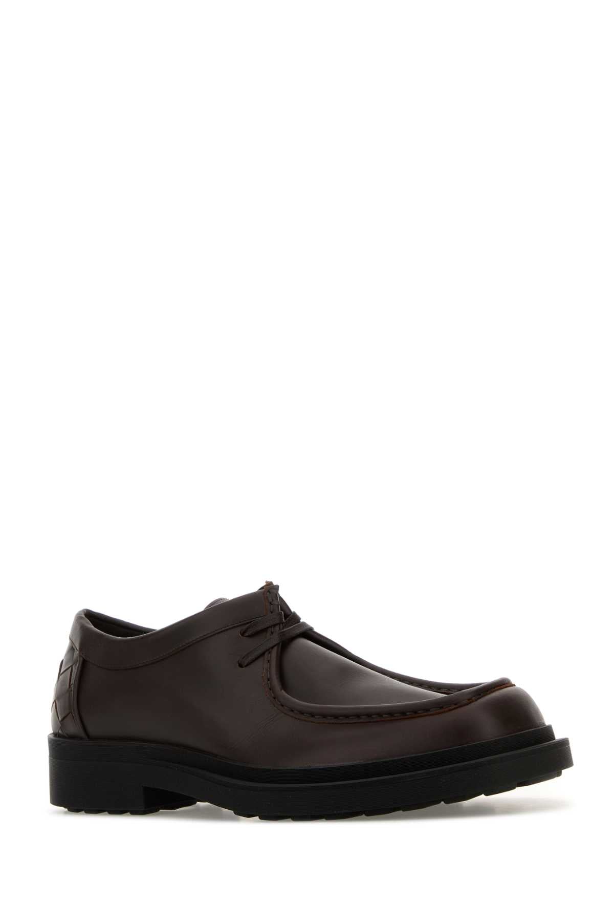 Bottega Veneta Dark Brown Leather Ben Lace Up Shoe